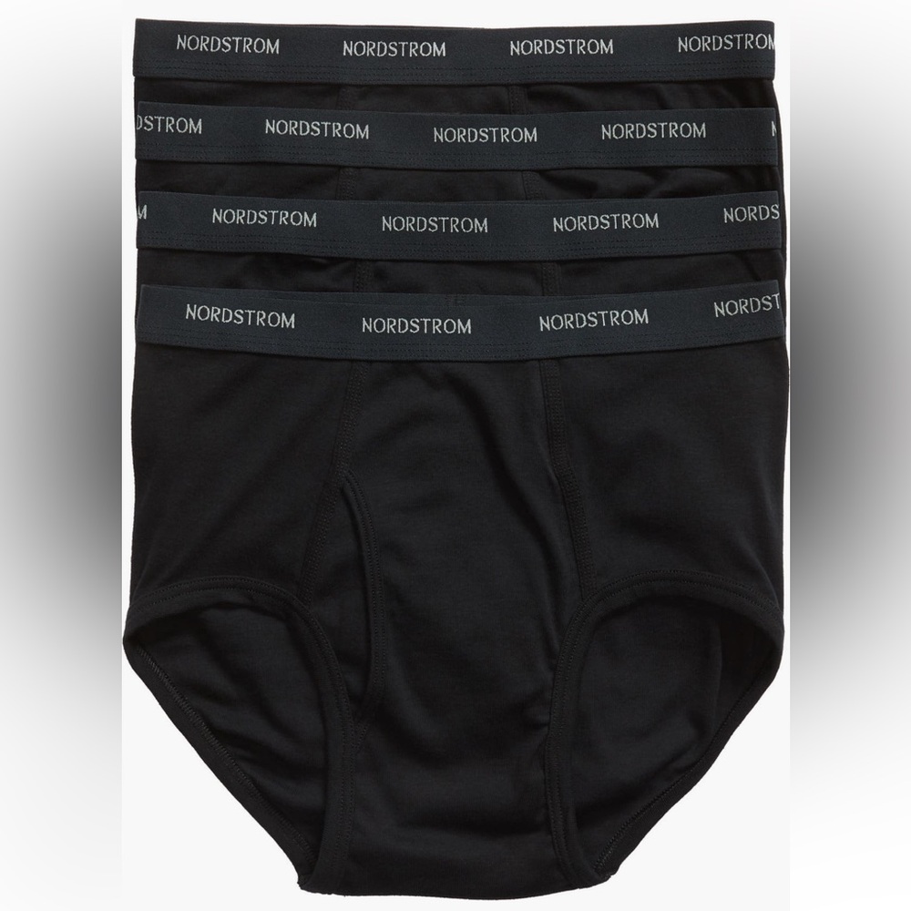 Nordstrom NIB Classic Fit Brief Men's 34” Black 100% Supima Cotton 4-Pack